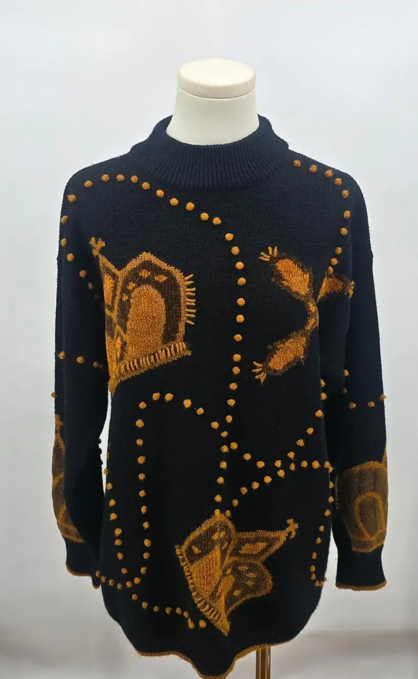 Vintage 90s Whimsigoth‎ Avant Garde  Eclectic Breckenridge Mockneck Crown Jewels